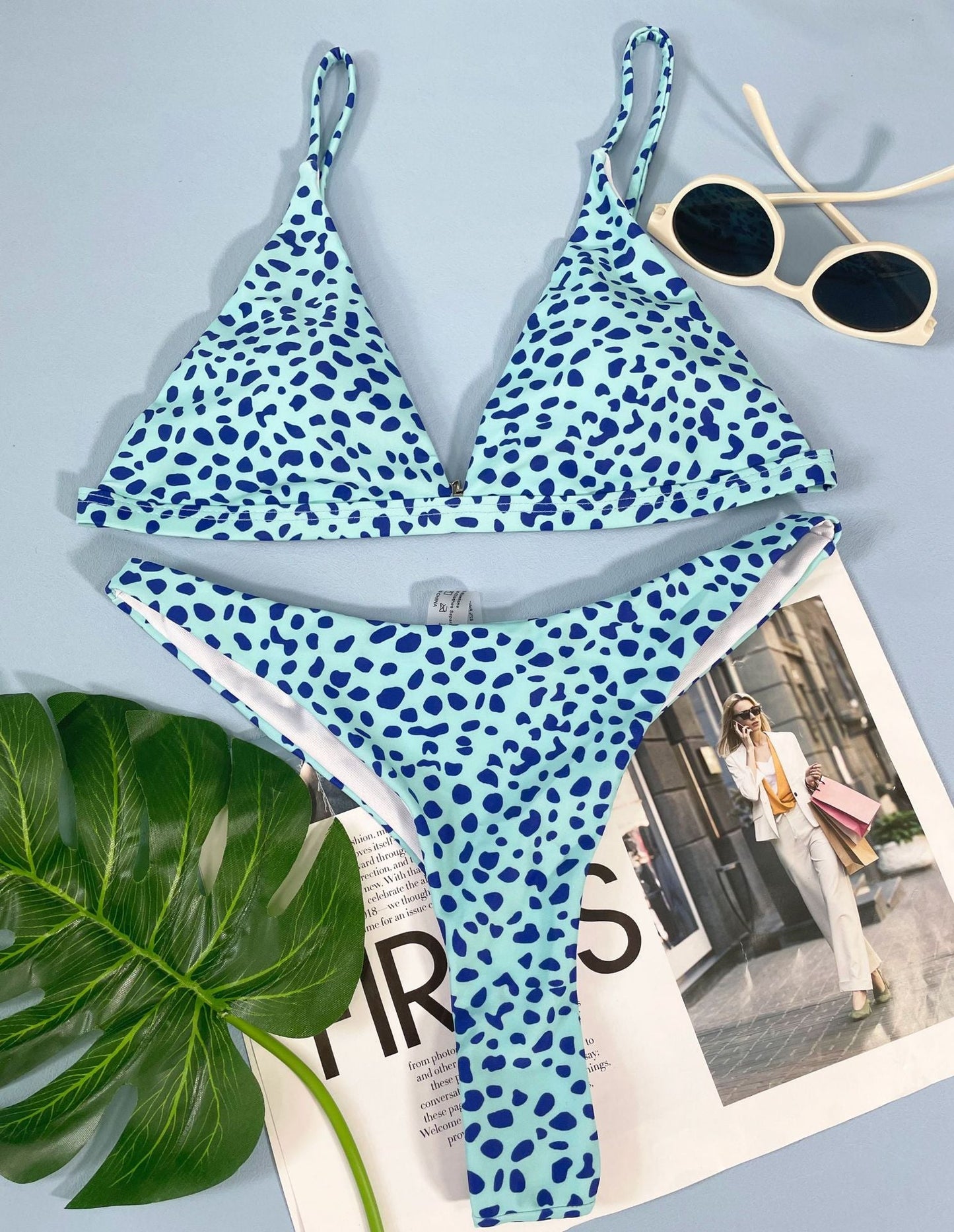 Bikini Three-Point Style New Double Print Sexy Split Swimsuit Ladies O