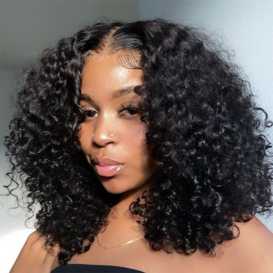 12A Short Bob Wig Deep Wave Human Hair Wigs Water Wave Frontal Wig