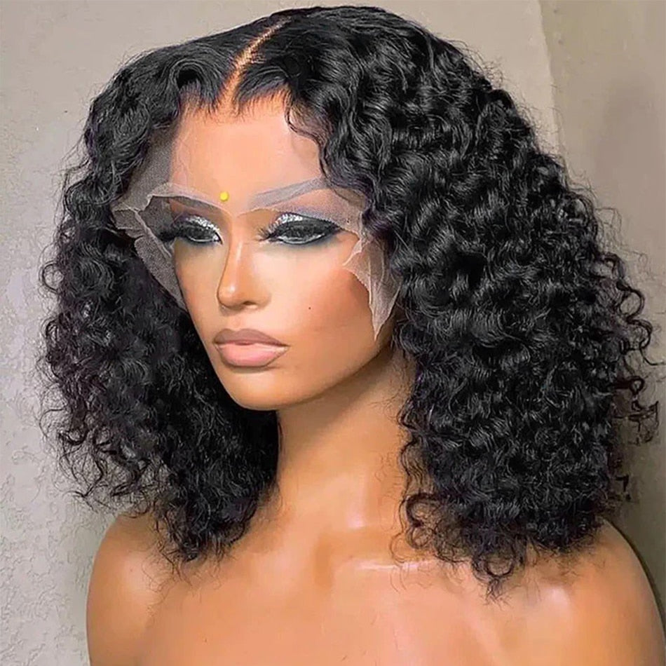 12A Short Bob Wig Deep Wave Human Hair Wigs Water Wave Frontal Wig