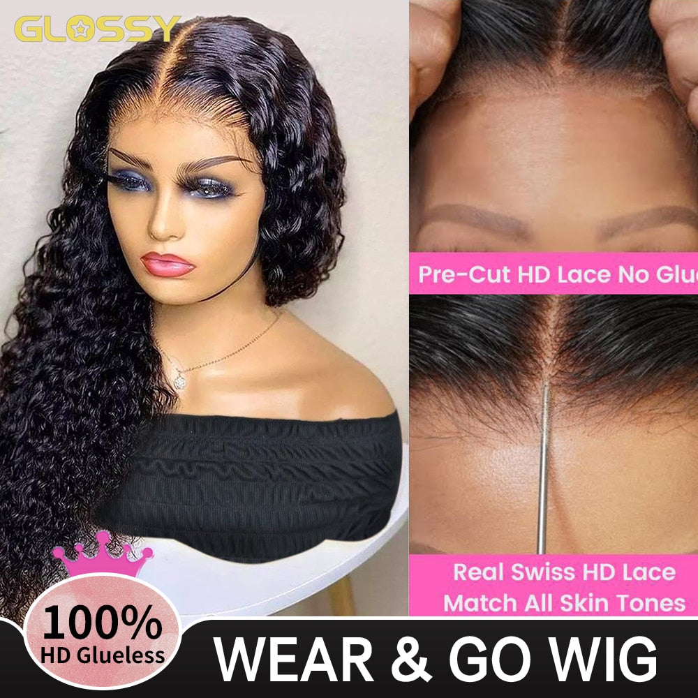 13x4 Hd Glueless Wig Human Hair Ready To Wear 30 Inch 6x4 Front Water