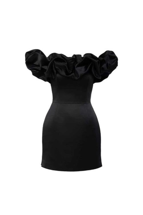 2023 Summer Women Ruffles Slash Neck Bodycon Package Hip Party Dress