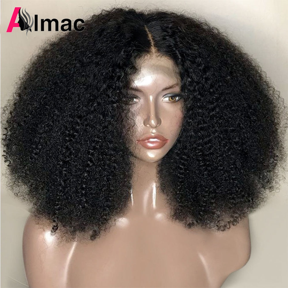 250% Density Afro Kinky Curly Human Hair Wigs For Women Indian 13x4