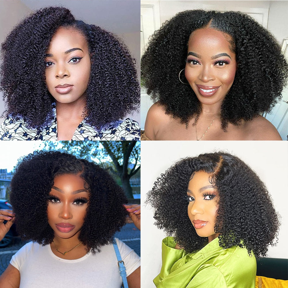 250% Density Afro Kinky Curly Human Hair Wigs For Women Indian 13x4