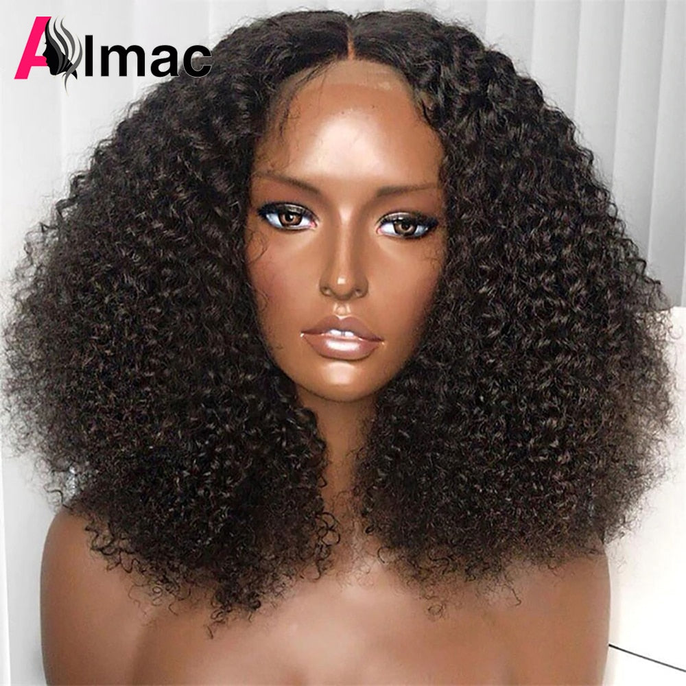 250% Density Afro Kinky Curly Human Hair Wigs For Women Indian 13x4