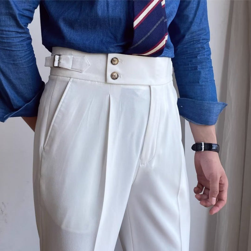 Casual High Waist Men's Business Suit Pants