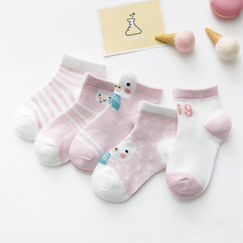 5pairs/lot 0-2y Infant Baby Socks Baby Socks For Girls Cotton Mesh