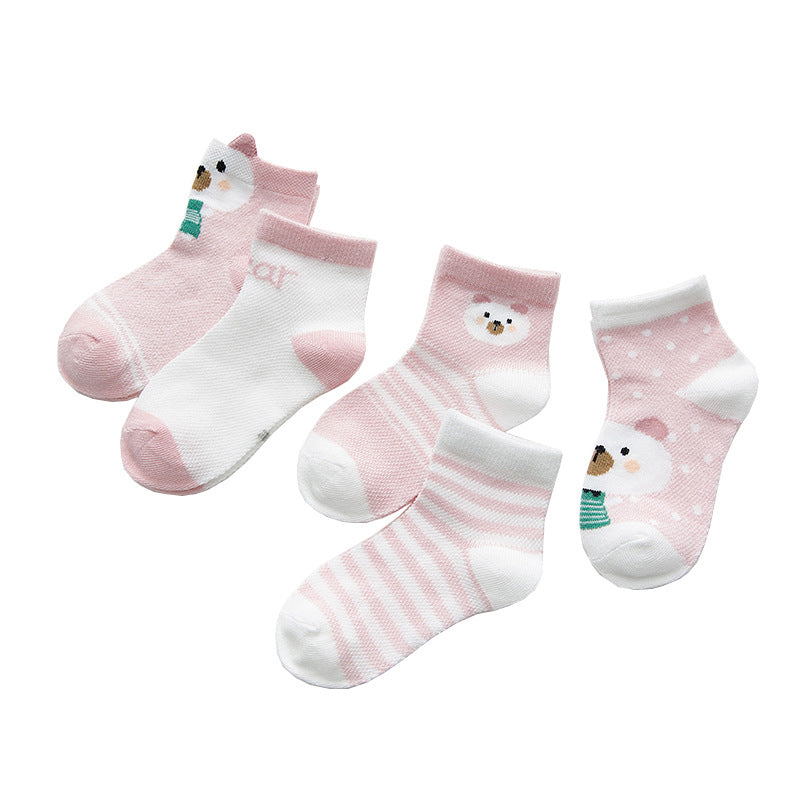 5pairs/lot 0-2y Infant Baby Socks Baby Socks For Girls Cotton Mesh