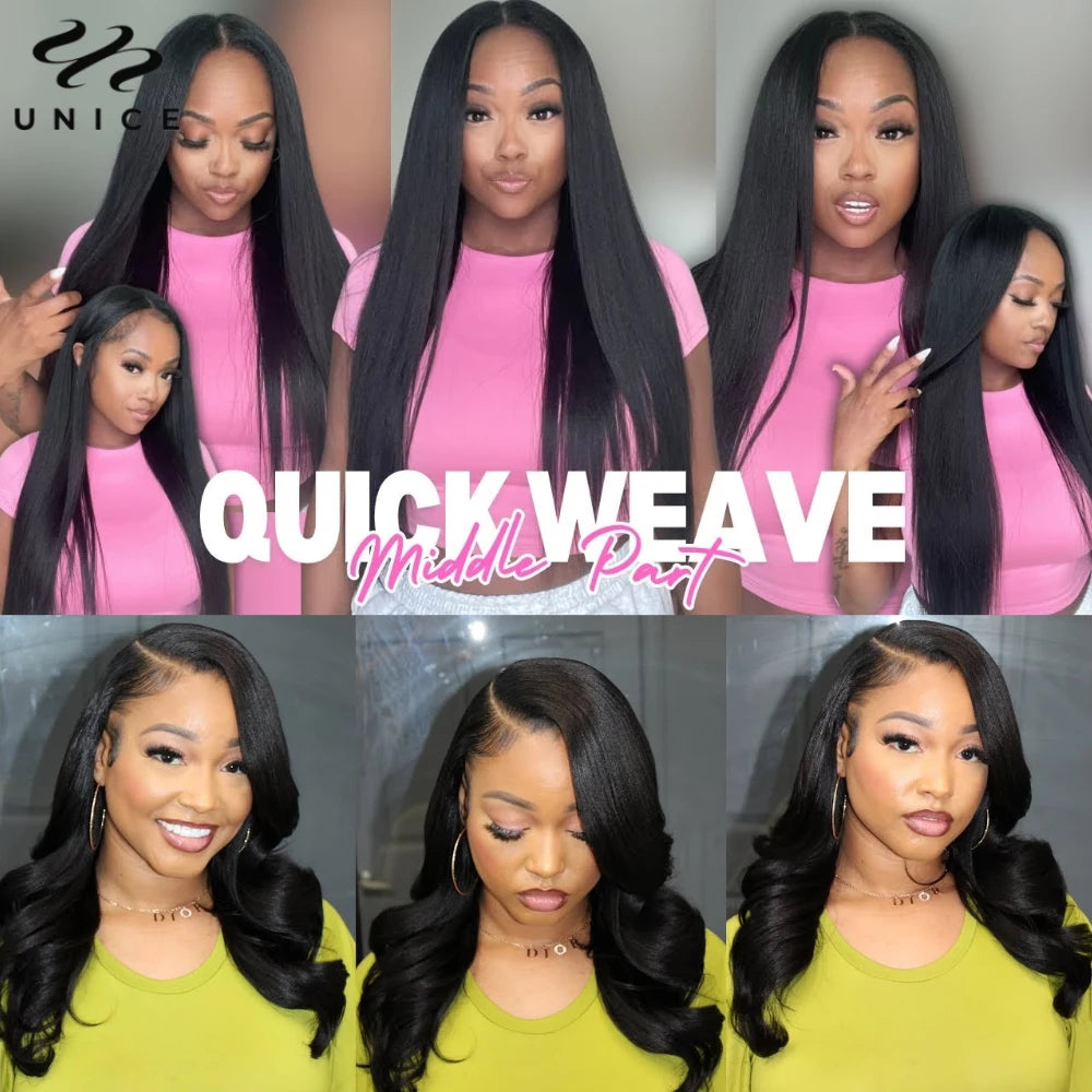 UNice Hair Yaki Straight Human Hair Bundles 100g Per Bundle 100% Human