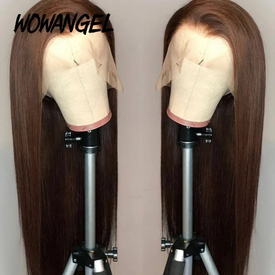 Wow Angel Chocolate Brown Colored 13x6 HD Lace Front Wig Straight Wigs