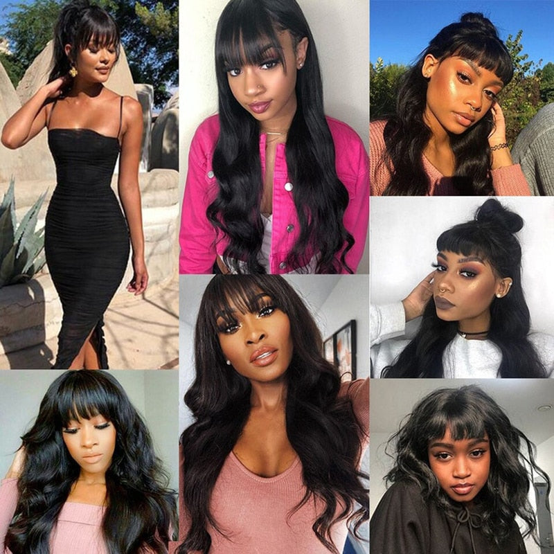 Body Wave Human Hair Wig With Bangs 13x4 Hd Lace Front Wig Human Hair