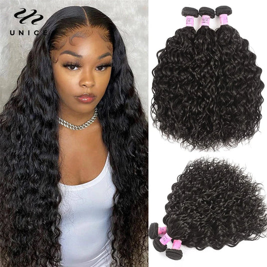 Unice Hair 1/3/4 Bundles Water Wave Peruvian Hair Weave Bundles Wavy