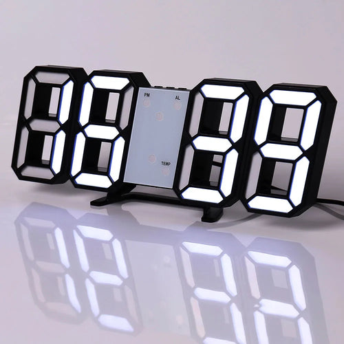 Wall Clock Digital Alarm Modern Kitchen Electronic Smart 3D USB Power