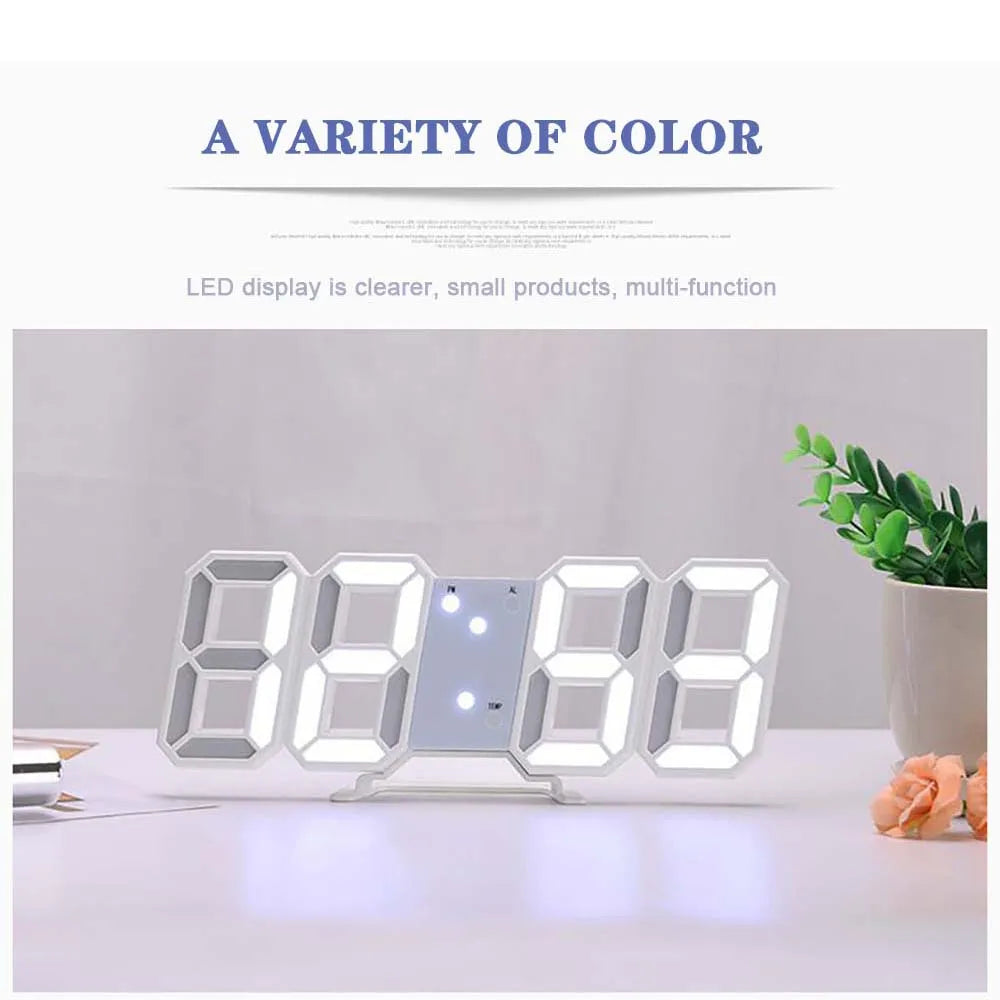 Wall Clock Digital Alarm Modern Kitchen Electronic Smart 3D USB Power