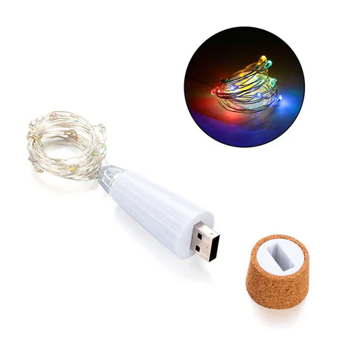 2m 20 LED Cork Bottle Fairy Light USB Rechargeable Indoor Decoration