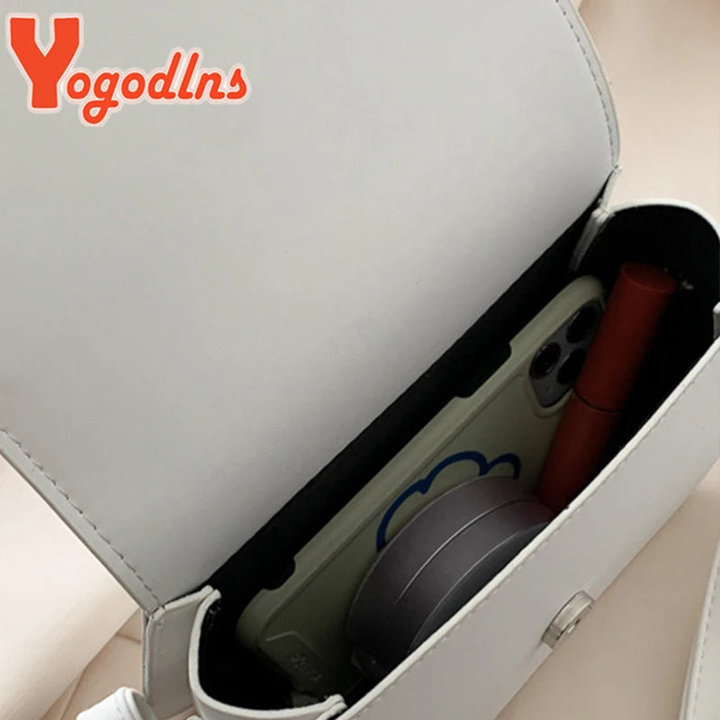 Yogodlns Trendy Saddle Shoulder Bag Women PU Leather Crossbody Bag