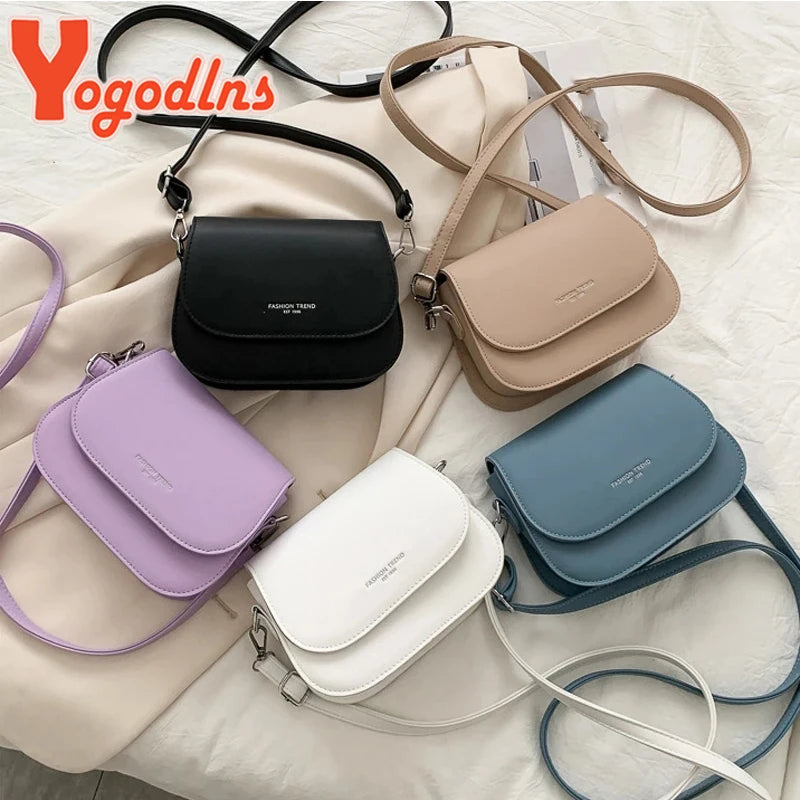 Yogodlns Trendy Saddle Shoulder Bag Women PU Leather Crossbody Bag