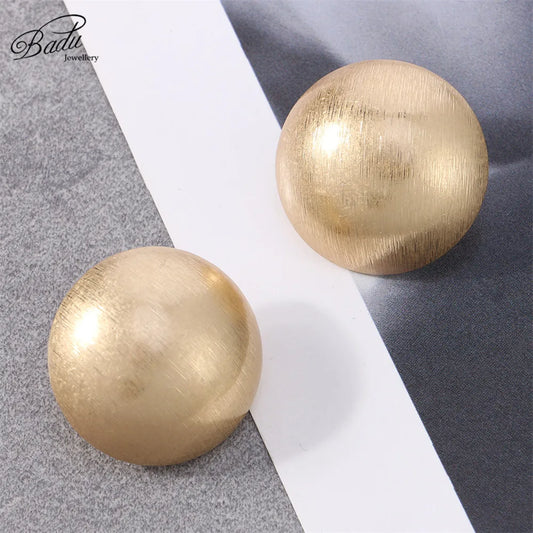 Badu Frosted Gold Color Semi-Ball Stud Earring for Women Vintage