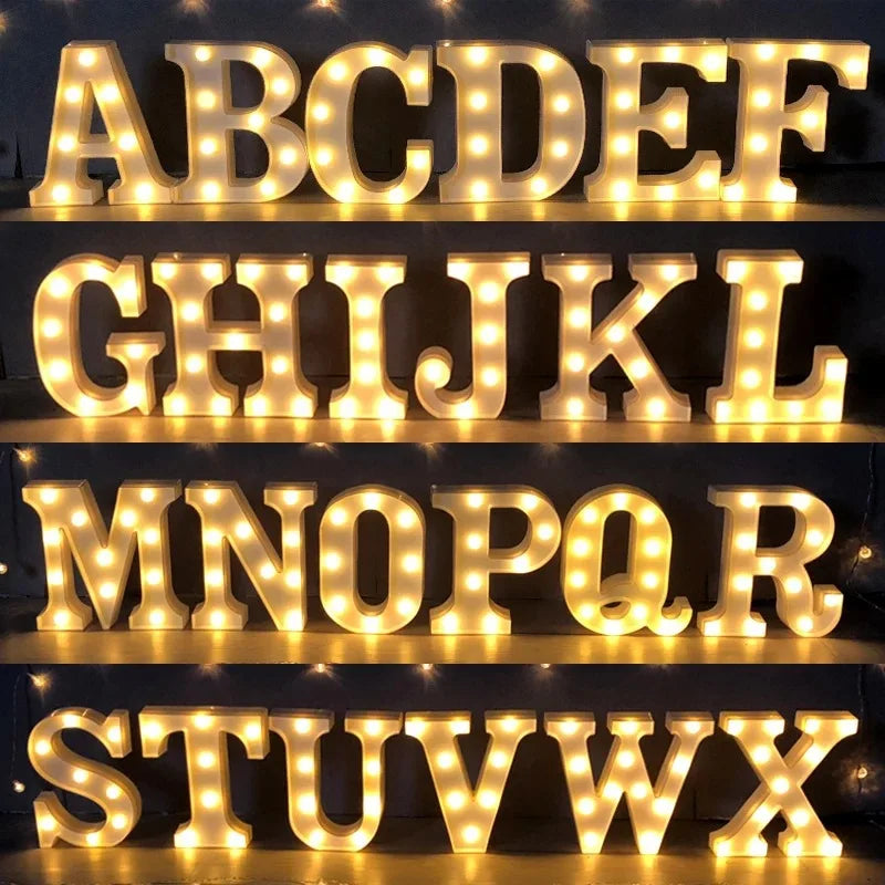 Alphabet Letter LED Lights Luminous Number Lamp Decor  Battery Night