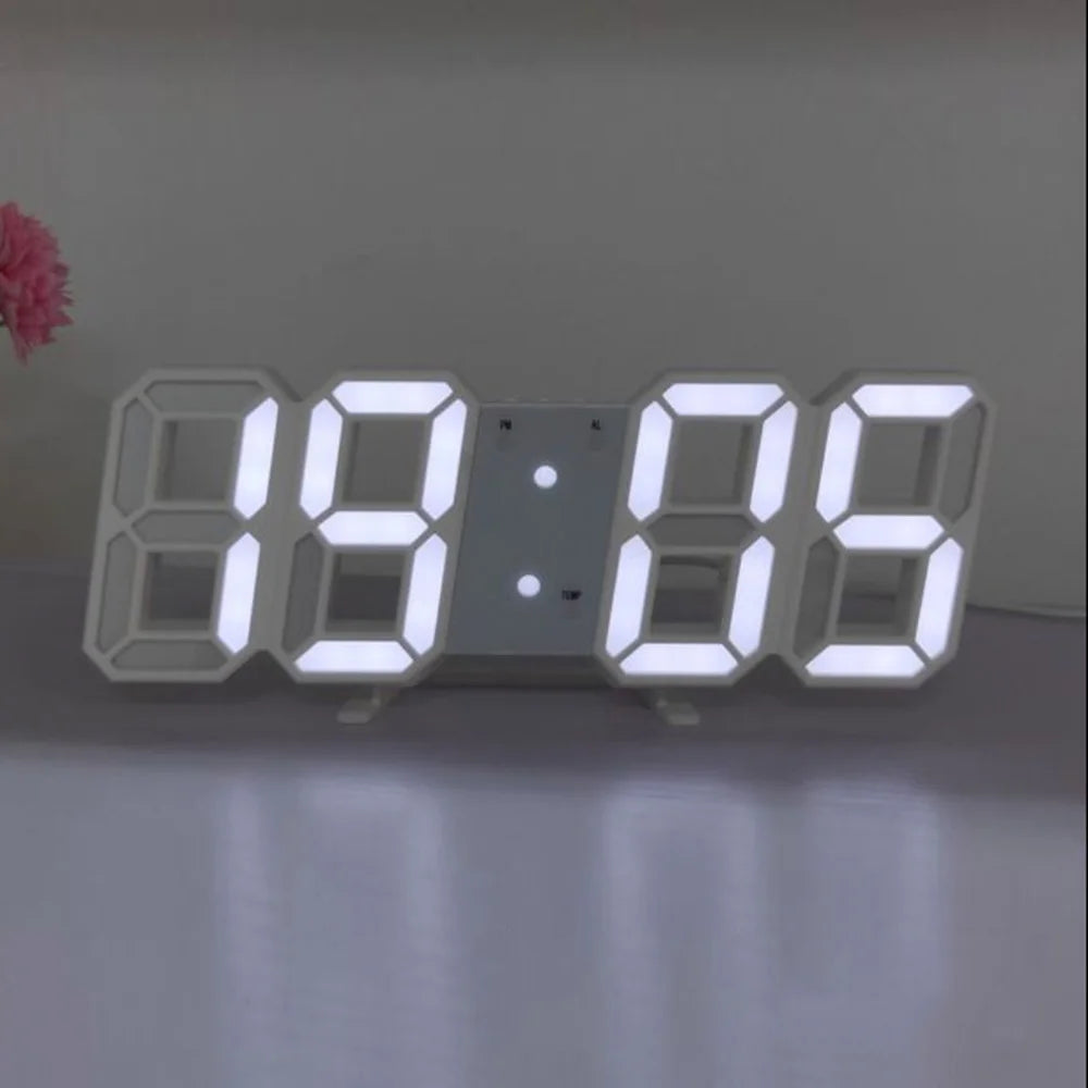 Wall Clock Digital Alarm Modern Kitchen Electronic Smart 3D USB Power