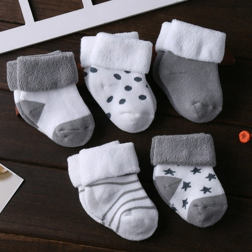 5/6pair/lot Unisex Non-skid Baby Shoe Socks 0-12months Cotton Baby Boy