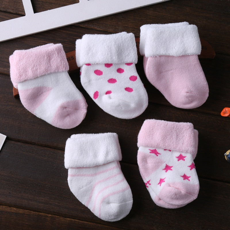 5/6pair/lot Unisex Non-skid Baby Shoe Socks 0-12months Cotton Baby Boy