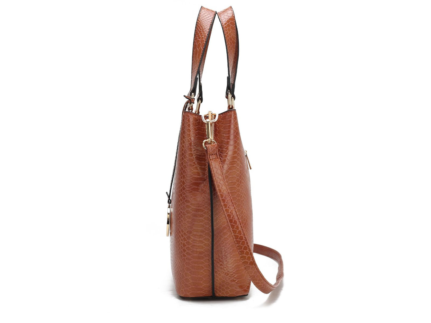 Beryl Snake embossed Vegan Leather Women Tote Bag with Wristlet