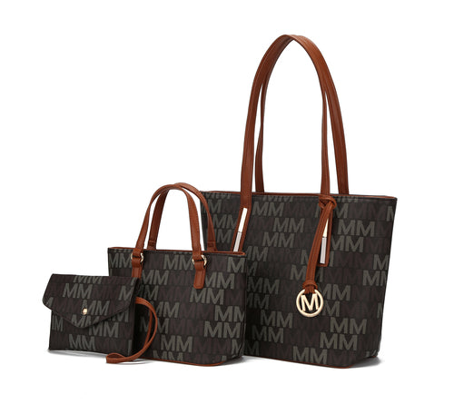 3PC Aylet M Tote with Mini Bag and Wristlet Pouch