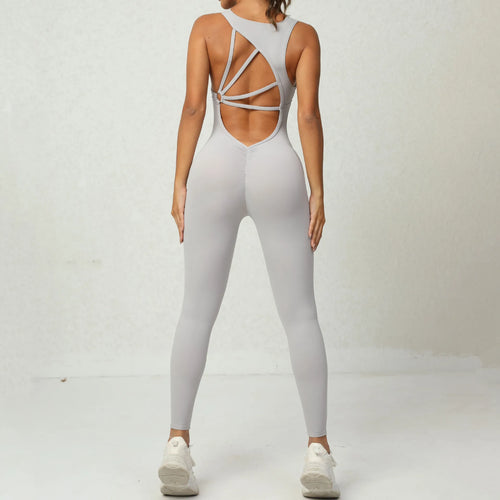 Women Slim Fit One-Pieces Yoga Set Backless One Piece Jumpsuit Workout