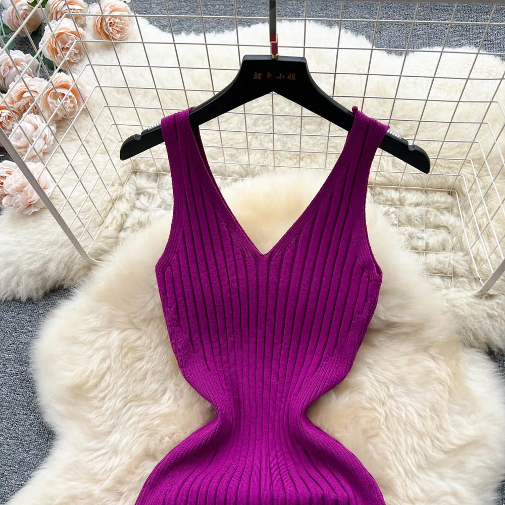 YuooMuoo Chic Fashion Sexy Wrap Hips Split Knitted Autumn Dress Women