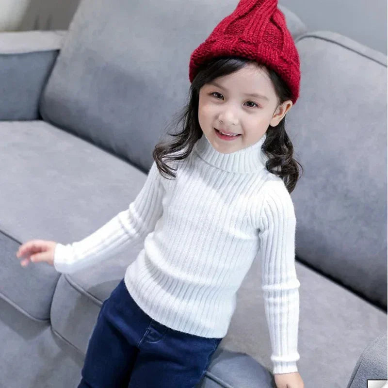 2024 New Sweater Kids Sweaters Autumn Girls Turtleneck Sweaters 1-9Yrs