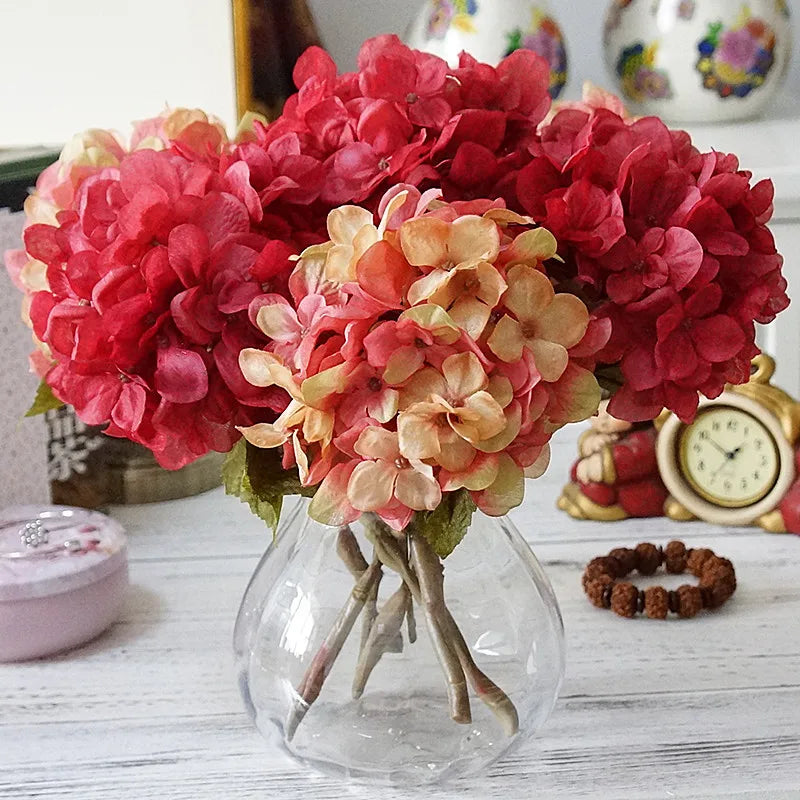 1 Bundle Silk Hydrangea Autumn Vase for Home Decor Valentine's Day