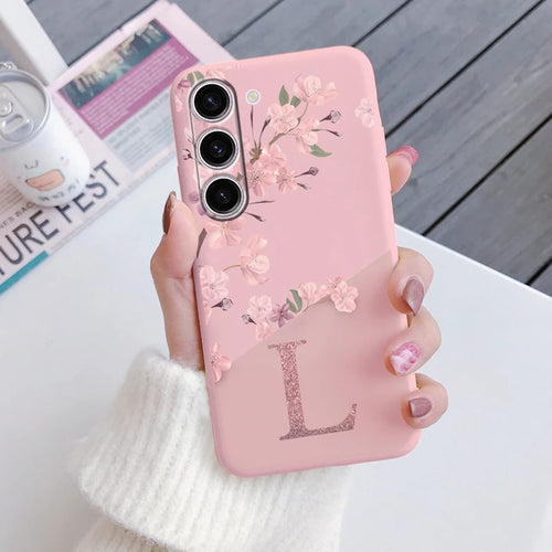 A55 Initial Letter A Z Case For Samsung Galaxy A55 5G Cover Pink