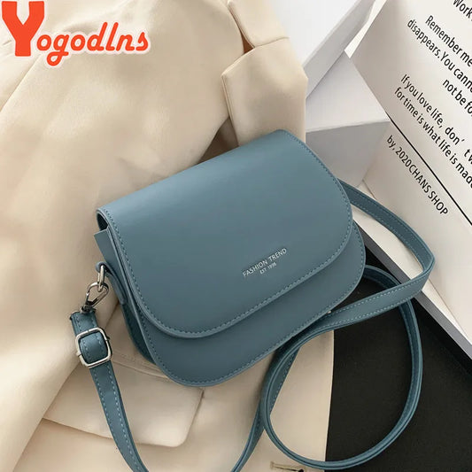 Yogodlns Trendy Saddle Shoulder Bag Women PU Leather Crossbody Bag