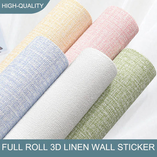 50cmX10m Linen 3D Foam Self-adhesive PVC Solid Color Thickened