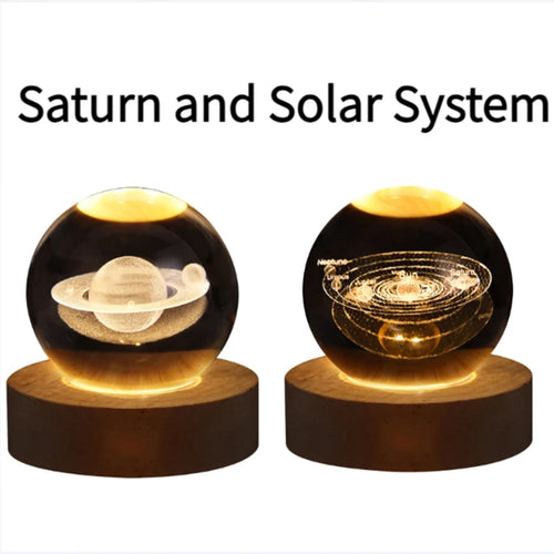 Valentines Day Gift  Galaxy Crystal Ball lamp 3D planet moon lamp USB