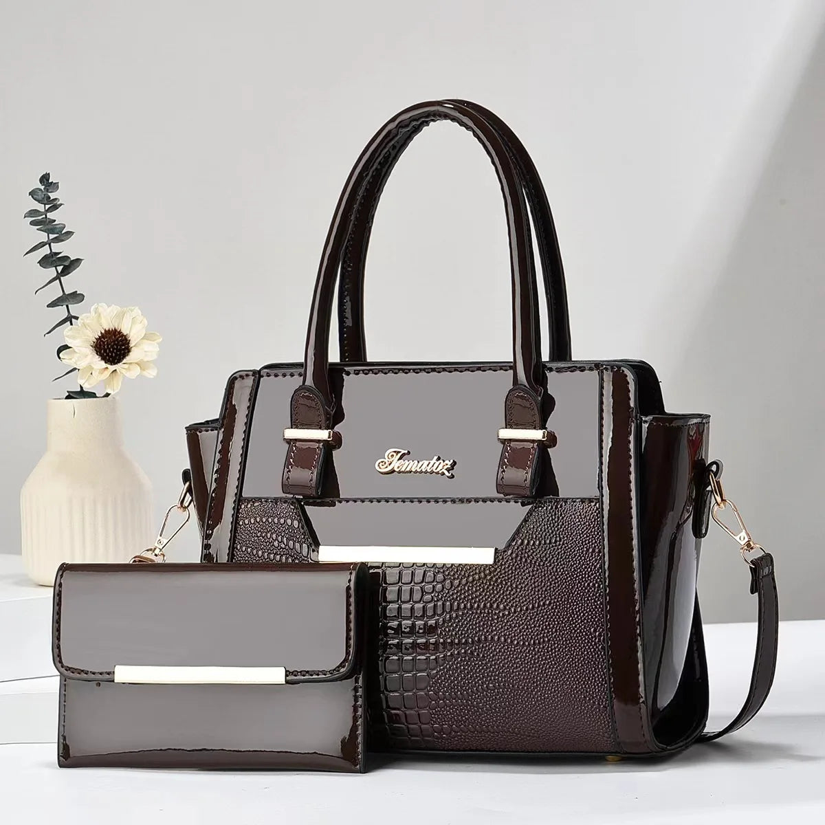 2Psc Set Women Handbags Large Capacity Women Bag Ladies Leather Tote Shoulder Bags