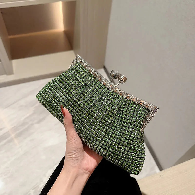 Women Luxury Rhinestone Evening Clutch Bag Detachable Chain Wedding