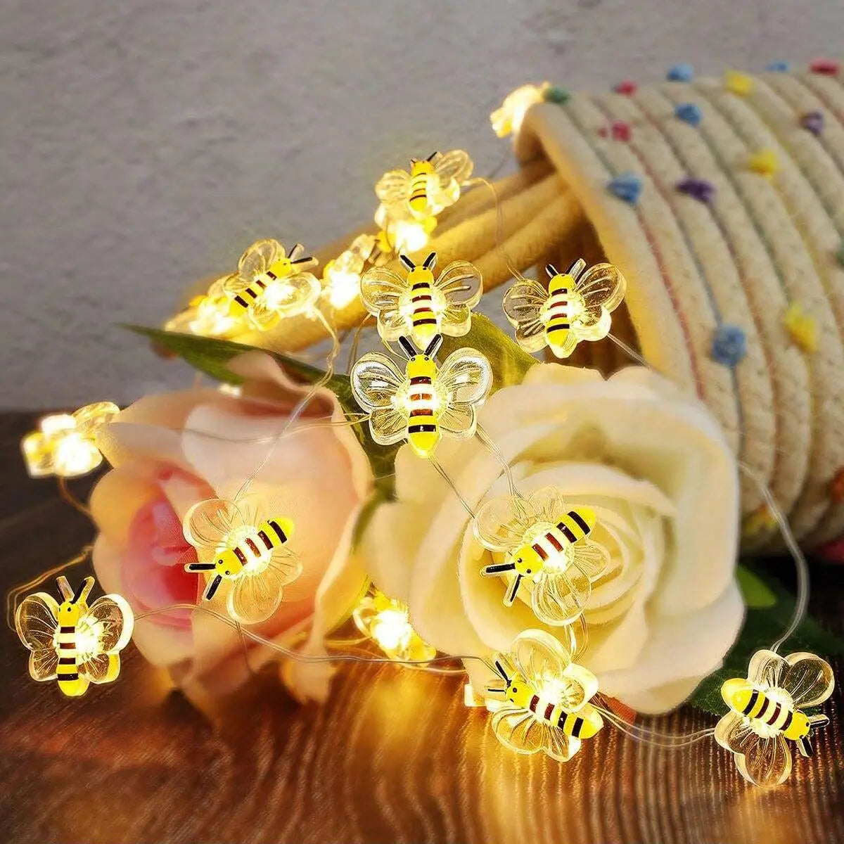 1Pack Bee Lights Battery Operated Bee String Lights For Bedroom Plants