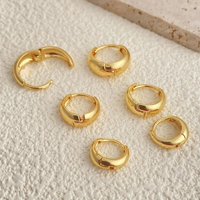 3 Pairs Chunky Gold Color Hoop Earrings Set for Women Girls 2024 Trend