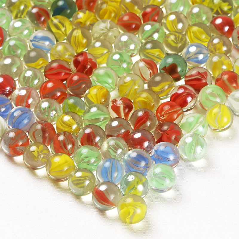 50PCS 14mm Colorful Glass Marbles Toy Kids Marble Balls Run Game