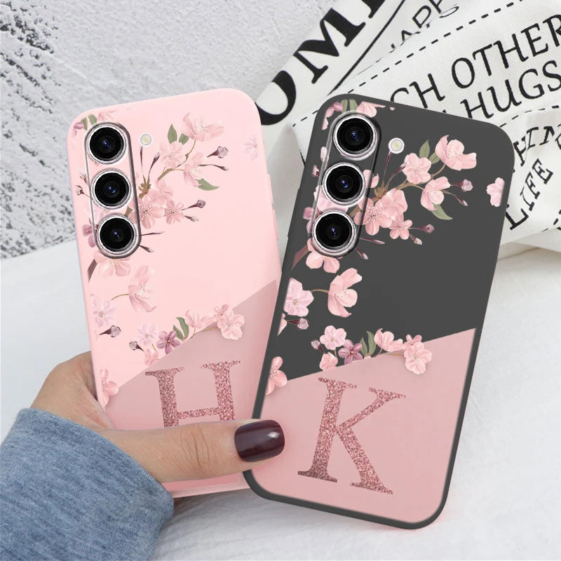 A55 Initial Letter A Z Case For Samsung Galaxy A55 5G Cover Pink