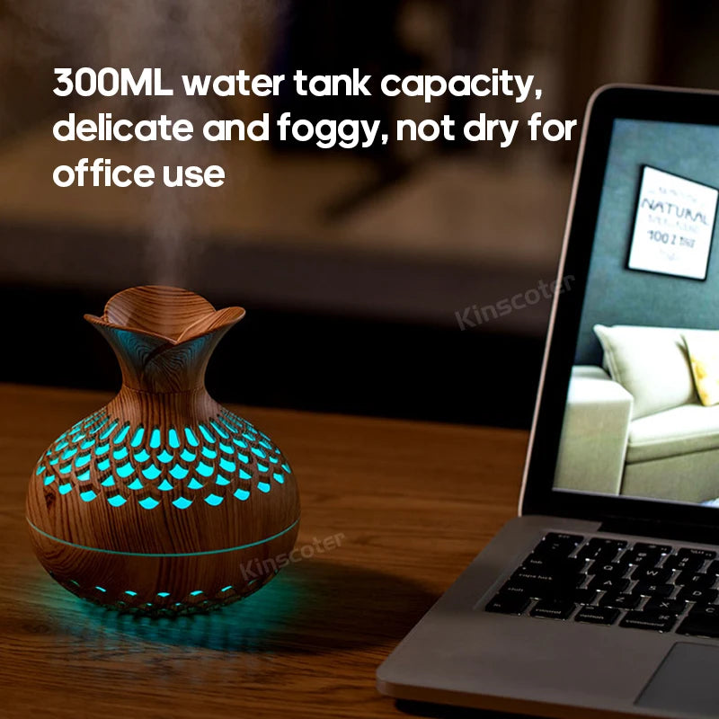 Wood Grain Humidifier 300ml USB Aroma Diffuser Atomizer USB Household