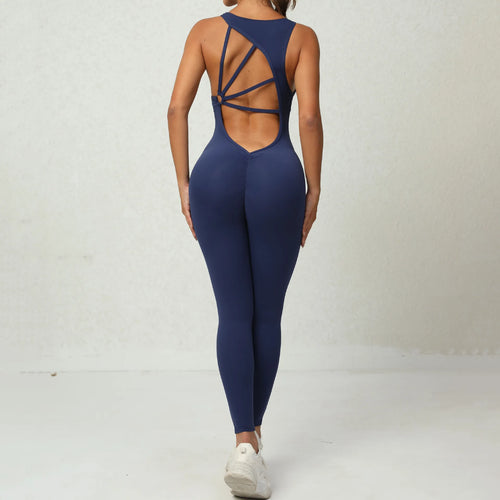 Women Slim Fit One-Pieces Yoga Set Backless One Piece Jumpsuit Workout