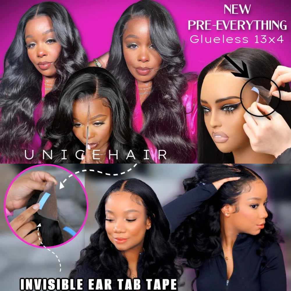 UNice 3D Body Wave Wig 250% Density 13x4 Human Hair Lace Frontal Wig