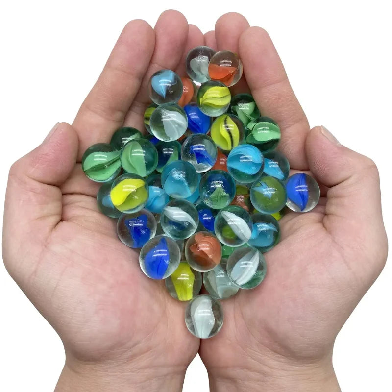 50PCS 14mm Colorful Glass Marbles Toy Kids Marble Balls Run Game