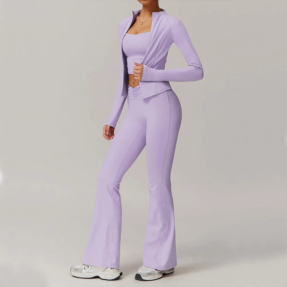 2PCS Yoga Suit Women Gym Set Long Sleeve Zipper Sport Set Women