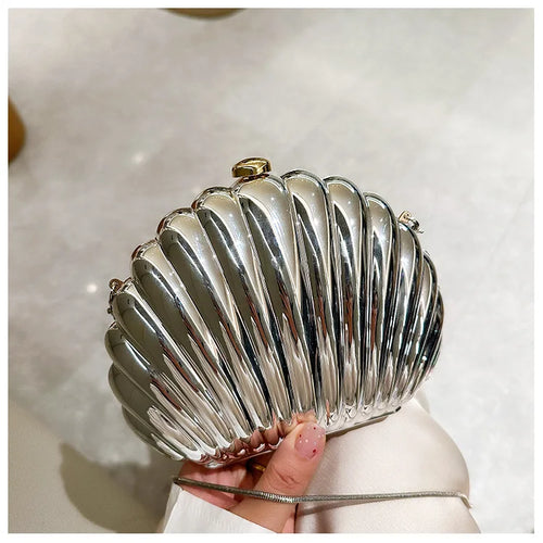 2024 Women Silver Gold Shell Bag Cute Acrylic Evening Clutch Bag With