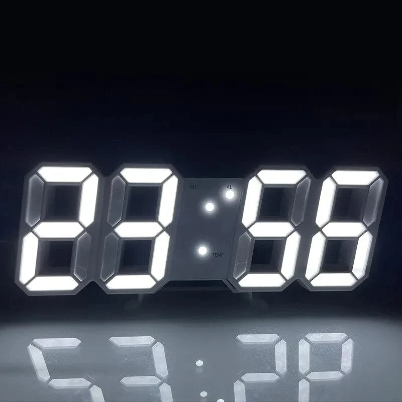 3D Digital Wall Clock Decoration for Home Glow Night Mode Adjustable