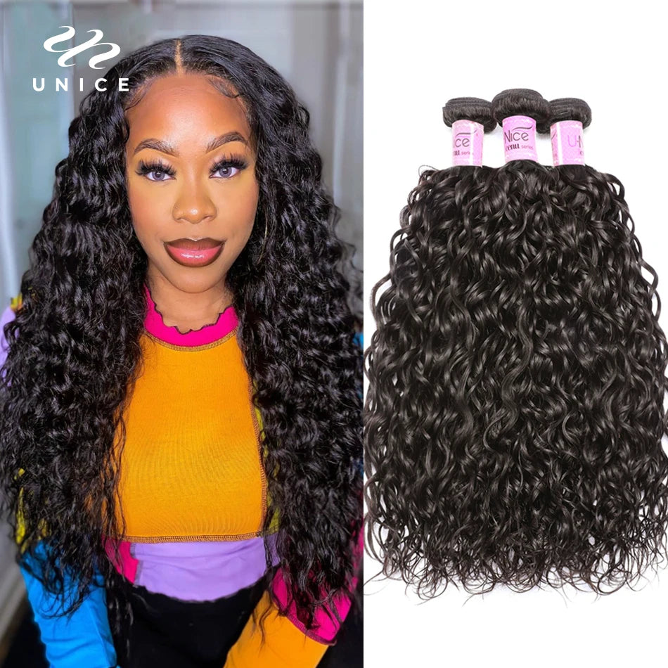 Unice Hair 1/3/4 Bundles Water Wave Peruvian Hair Weave Bundles Wavy