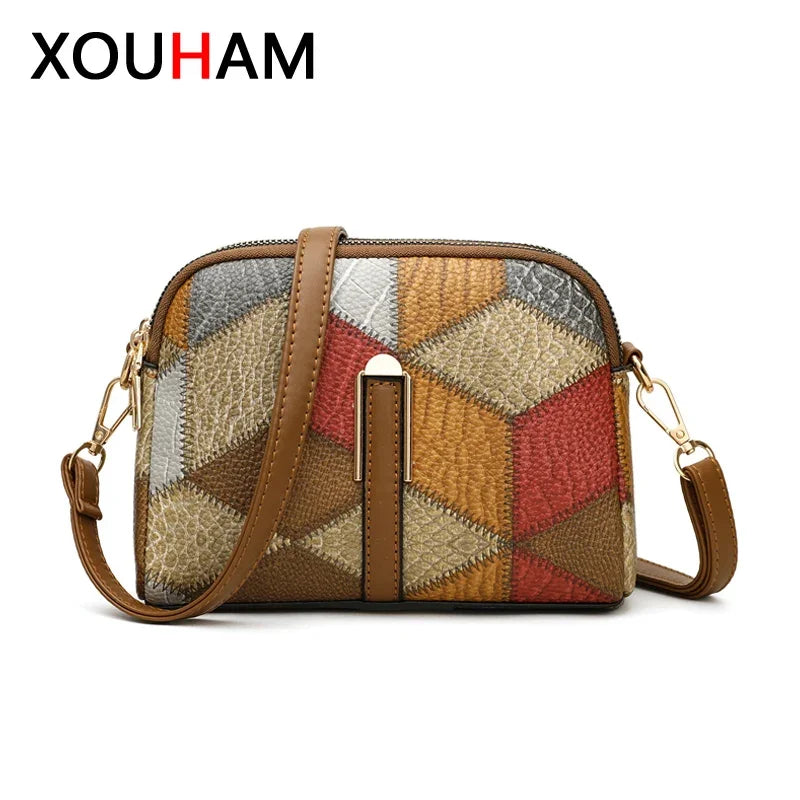 XOUHAM Color Block Shoulder Bags for Women National Style Double